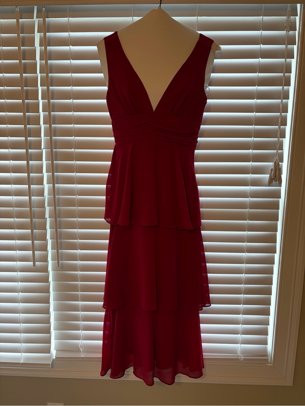 Lulus Celebration Time Red Sleeveless Tiered Midi Dress - Size S